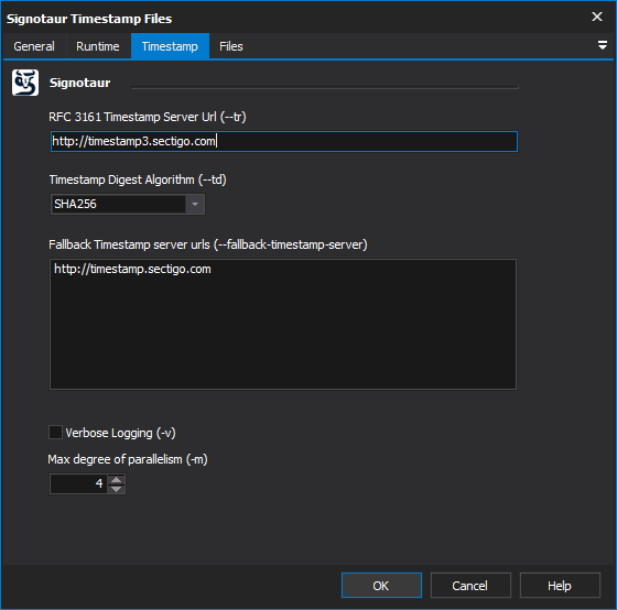 Signotaur Timestamp action - Timestamp tab