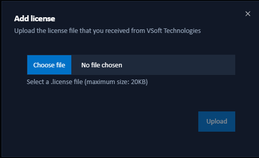 Add license dialog