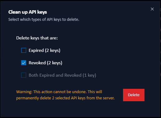 clean up api keys