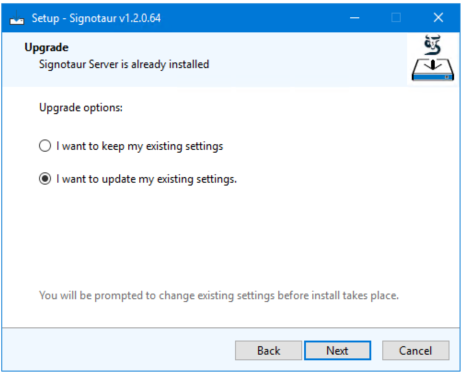 Setup: Upgrade Options