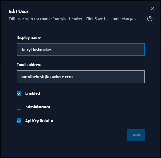 Edit user dialog