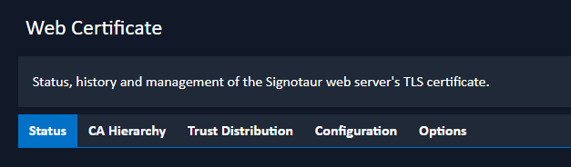 Web Certificate page