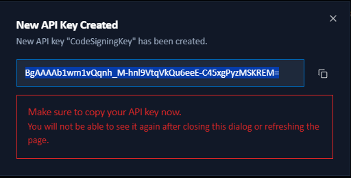 new api key display